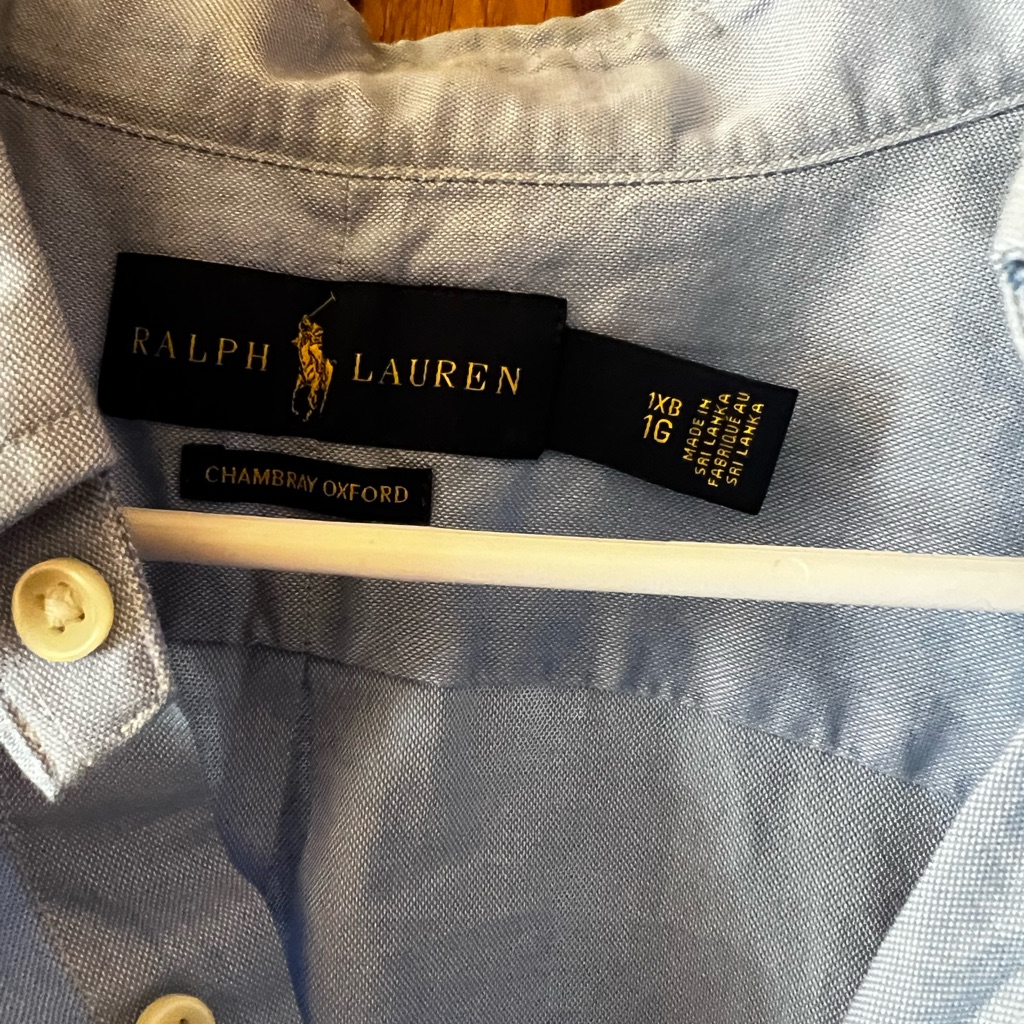 Ralph Lauren Light Blue Chambray Shirt - Half Sleeve Like New